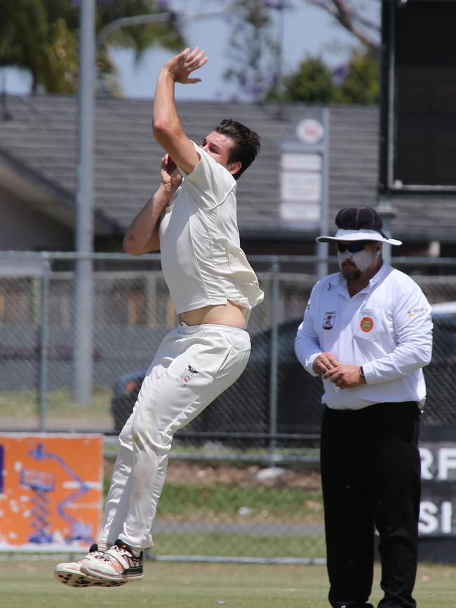 Cricket Gold Coast Kookaburra Cup - Surfers Paradise vs Coomera Hope Island at Sir Bruce Small Park. Surfers bowler John Baldock. Picture: Mike Batterham