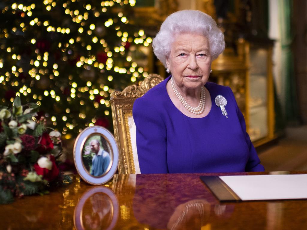 Queen Elizabeth II records her annual Christmas broadcast in Windsor Castle. Picture: Getty