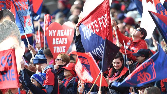 Demons fans made plenty of noise for their finals-bound charges at the ‘G. Picture: AAP