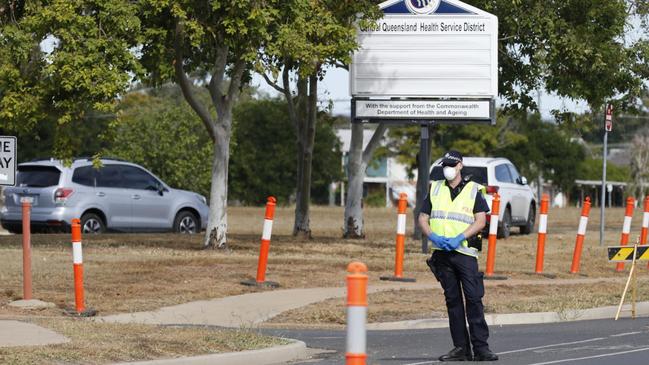 Police direct traffic near the Blackwater Multipurpose Health Service. Picture: Steve Vit