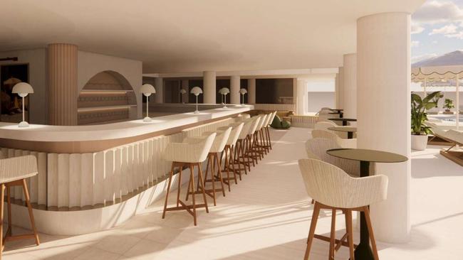 Artist render of the bar at the newly reopened Elandra Resort in Mission Beach. Picture: Supplied