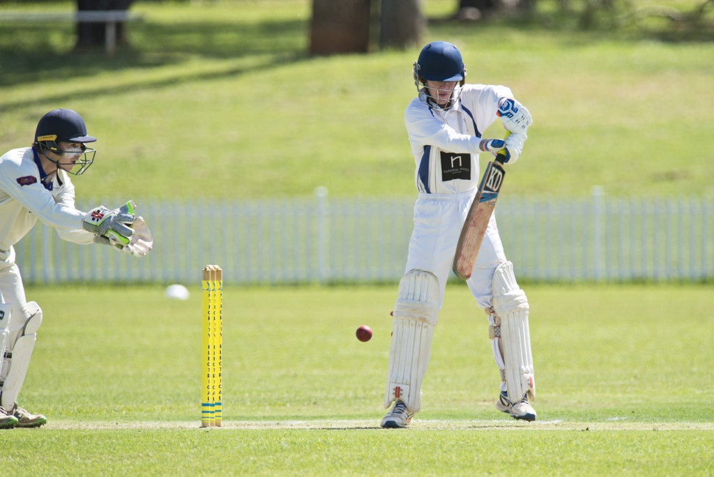 Northern Brothers Diggers wicketkeeper Brandon Walker (left) and James Bidgood of University in round eight A grade Toowoomba Cricket at Rockville Oval, Saturday, March 7, 2020. Picture: Kevin Farmer