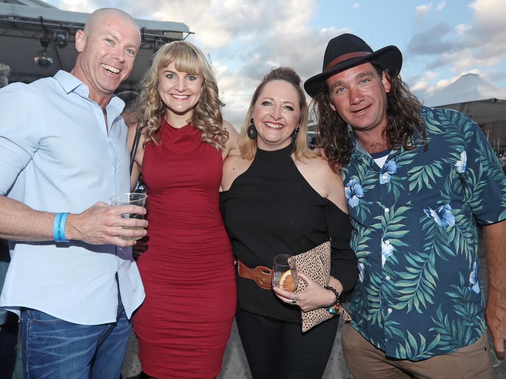 Steve Gibley, Jacqui Collis, Jacqui Jones and Jai Thorpe enjoying the NYE party at the 2019 Taste of Tasmania. Picture: LUKE BOWDEN