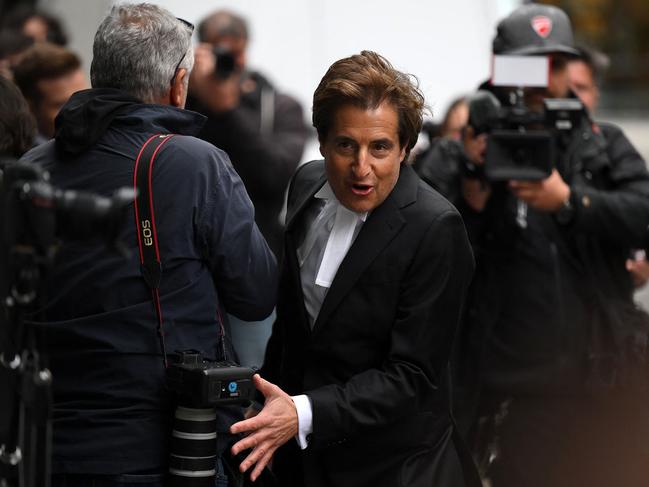 Barrister David Sherborne, representing Prince Harry, Duke of Sussex arrives past members of the media at the Royal Courts of Justice, Britain's High Court, in London. Picture: AFP