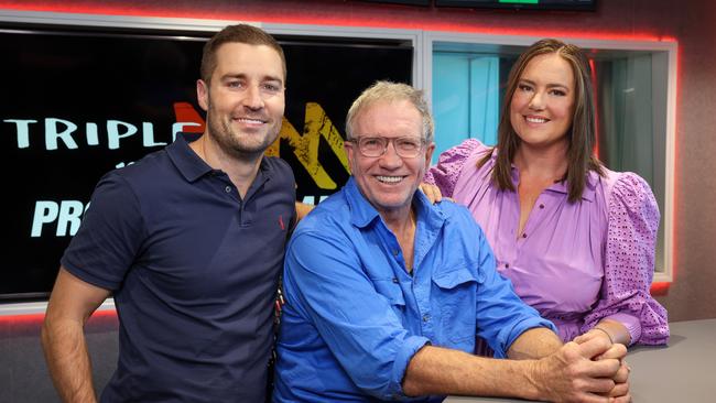 Triple M Breakfast with Marto, Margaux &amp; Dan hosts Dan Anstey, Greg Marto Martin and Margaux Parker. Photo: Supplied.