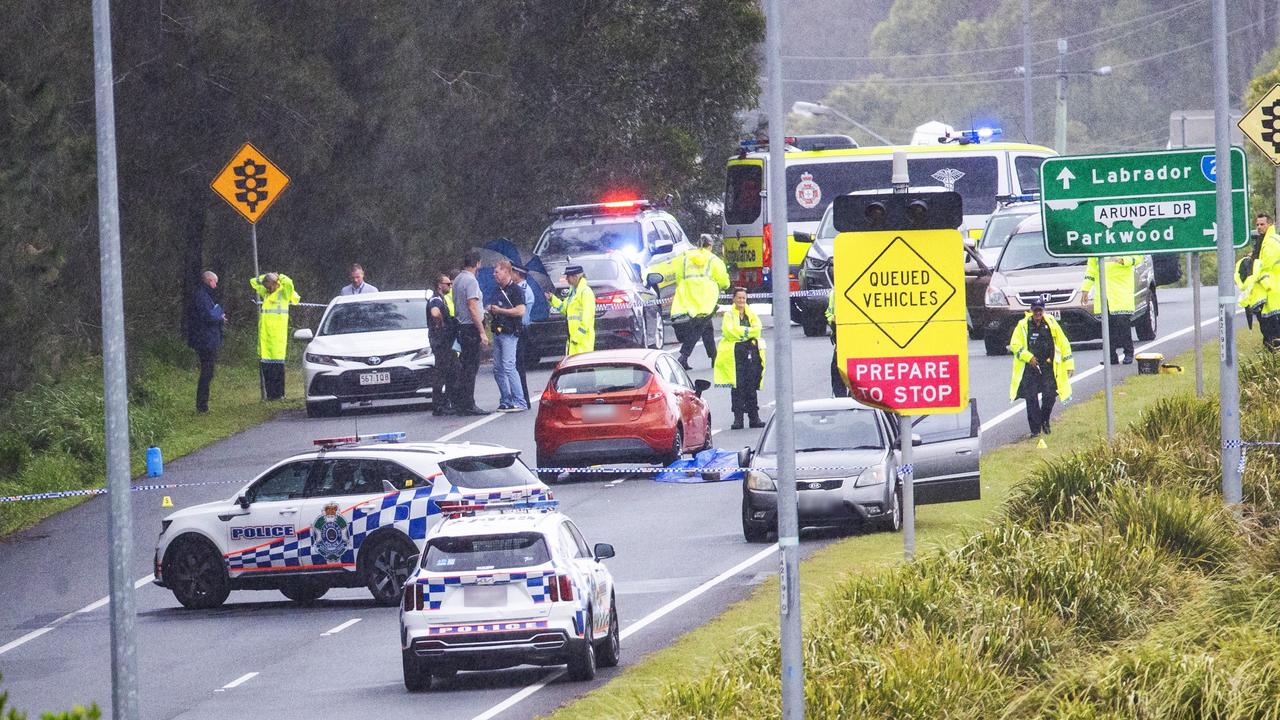 The scene of an alleged carjacking incident in which Travis Brown was shot and killed. Picture: NewsWire/ Nigel Hallett