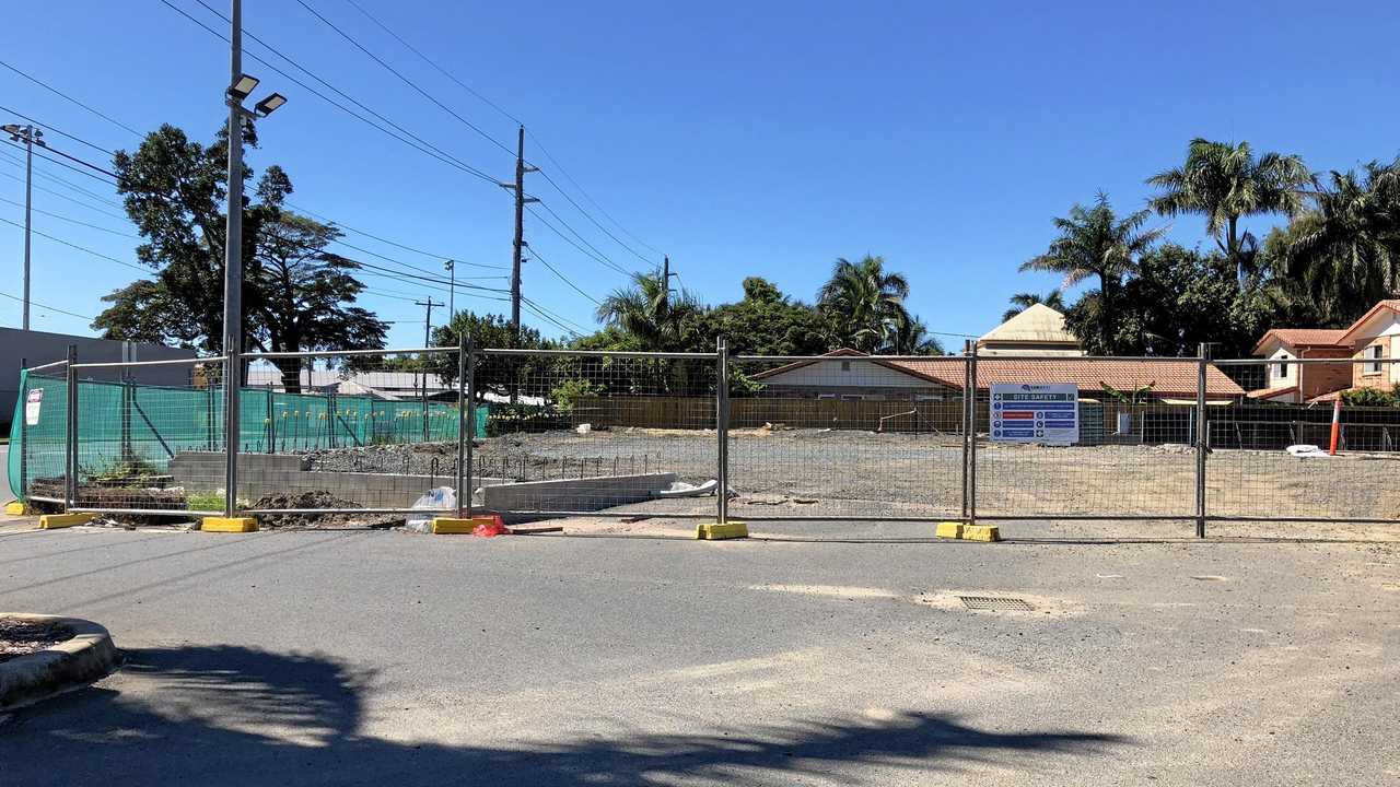 Construction work under way on Shakespeare Street as part of the auto corner expansion. Picture: Melanie Plane