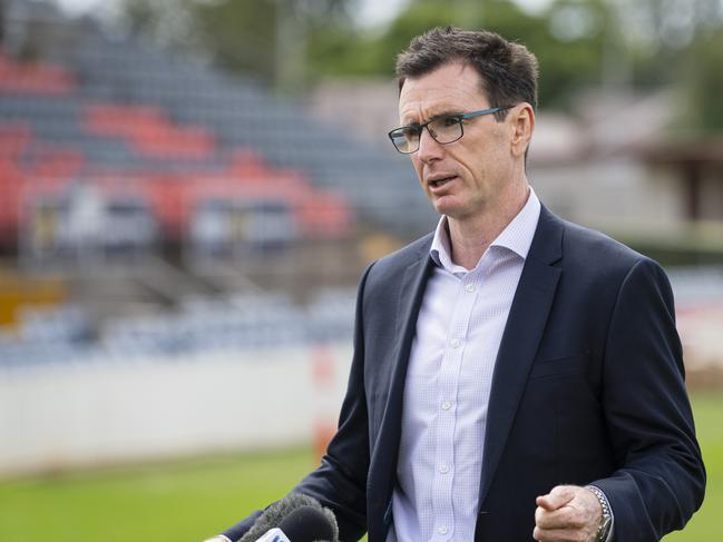Queensland Rugby League CEO Ben Ikin has warned Broncos coach Michael Maguire must get on the same page with the players, or risk being sacked. Picture: Kevin Farmer