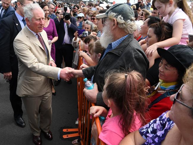 Prince Charles meets the locals in Bundaberg.