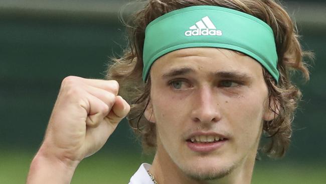 Germany's Alexander Zverev celebrates after defeating Spain's Roberto Bautista Agut.