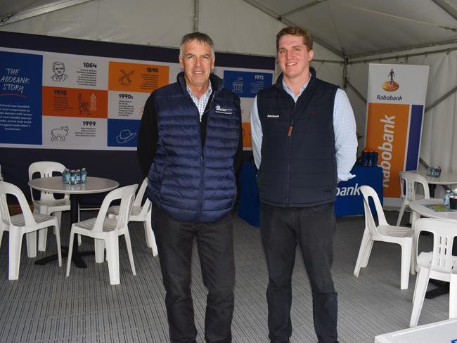 DLL &amp; Finance: Alister Cameron and Rabobank: Alex Bennett at the 25th Anniversary of the South Gippsland Dairy &amp; Farming Expo at the Korumburra Showgrounds, 2024. Picture: Jack Colantuono