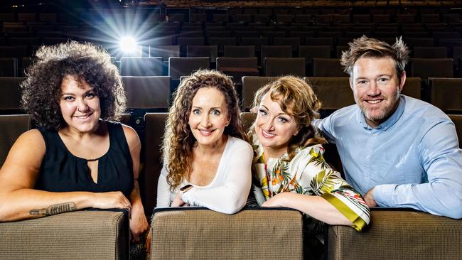 9 To 5 The Musical stars Casey Donovan, Marina Prior, Caroline O'Connor and Eddie Perfect. Picture: Richard Walker