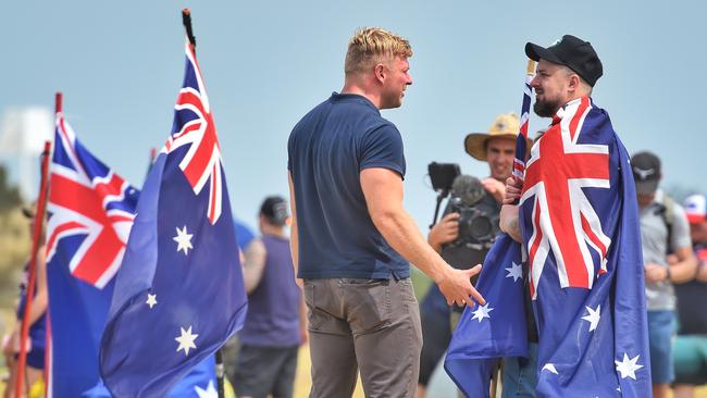 Blair Cottrell and the United Patriots Front regularly hold rallies on Australia Day. Picture: Tony Gough