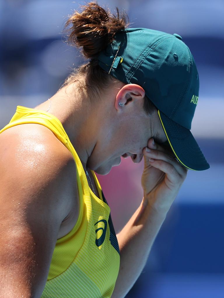 Ash Barty during the straight sets loss. Picture: Clive Brunskill/Getty