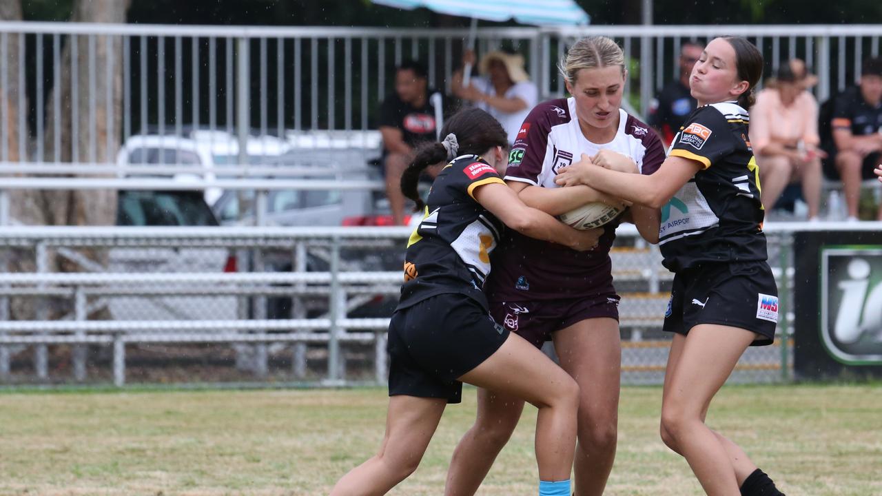 pre-season trial game between the Burleigh Bears and Tweed Seagulls at Piggabeen Oval. under-19s girls Burleigh Player No18 Grace Granville Tweed Player No Pic Mike Batterham