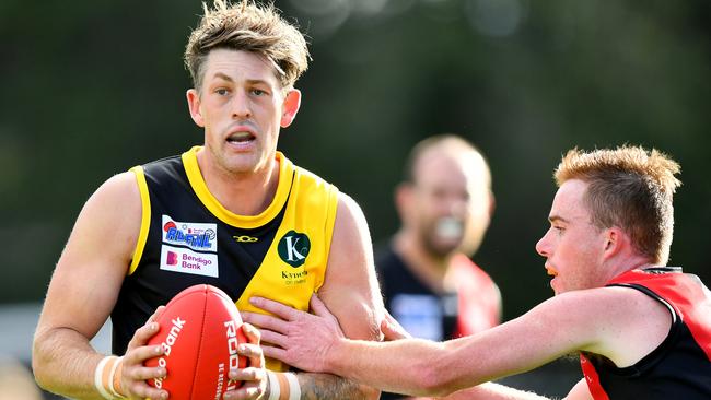Harrison Huntley in action for Kyneton. Picture: Josh Chadwick