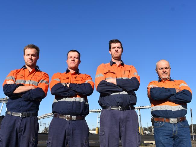 Bodie Sherrington, Clinton Ruhle, Dave O'Dwyer and Chris Bartley are feeling the pressure as the deadline for Stage 3 of New Acland Mine looms closer.