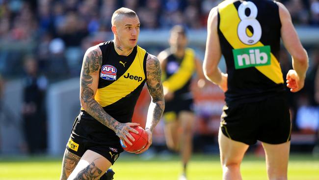 Dustin Martin was electrifying in winning his second Norm Smith Medal. Picture: Mark Stewart