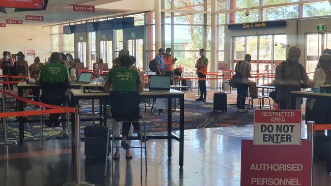 The crowd at Alice Springs airport.