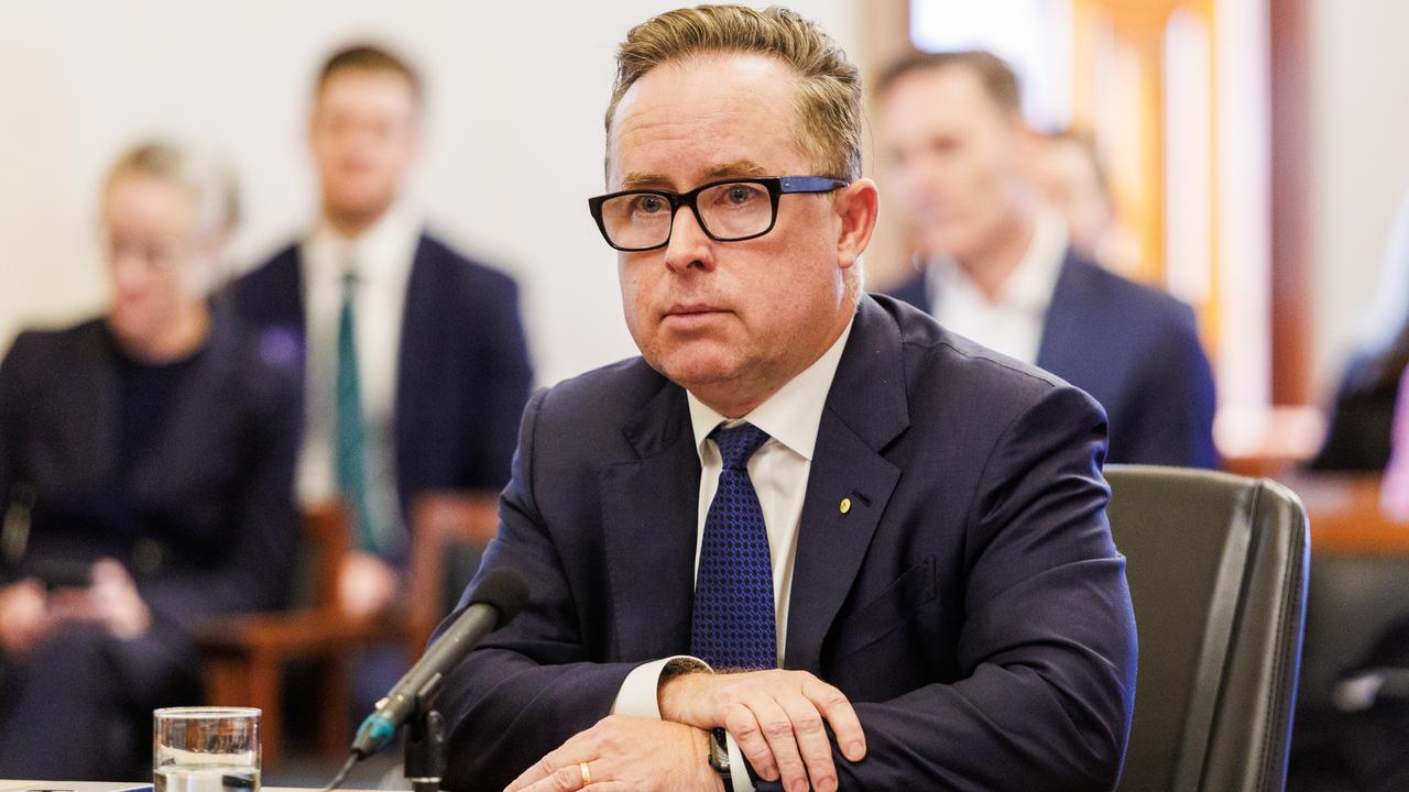 Alan Joyce at a senate hearing into the cost of living in August last year where he was grilled about Covid travel credits. Picture NCA NewsWire / Aaron Francis