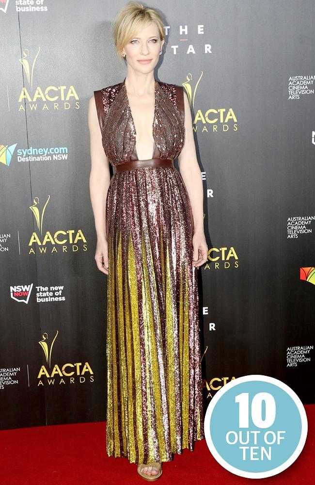 Oscar frontrunner Cate Blanchett stole the show with this cascade of sequins at the AACTAs.