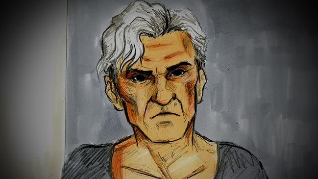 A court sketch of former AFL player and coach Dani Laidley during a bail hearing in May 2020. Picture: AAP Image/Nine News