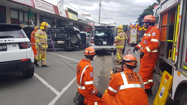 Two people were rescued from an overturned car. Photo: Louise Andrews, Lilydale SES deputy operations controller