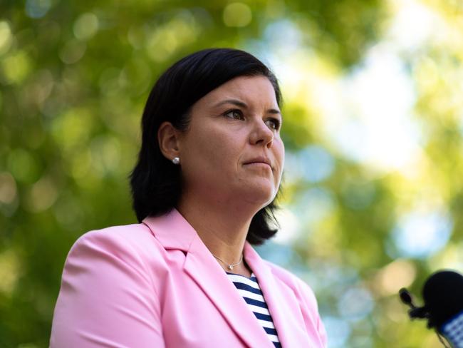 Leader of Government Business, Natasha Fyles, providing a Parliamentary Preview on the emergency COVID-19 legislation being introduced and debated on April 24.Picture: Che Chorley
