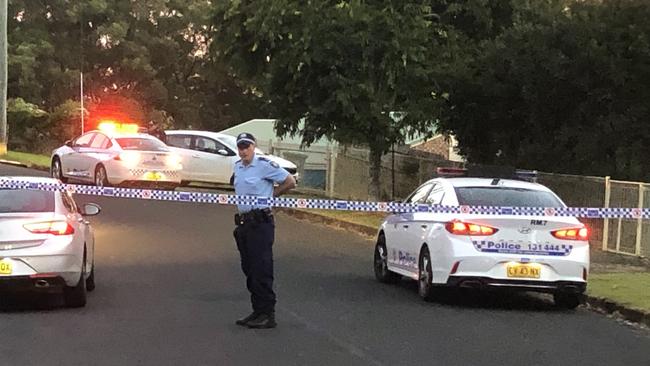 Police cordon off a a street in Goonellabah at the site of an alleged stabbing, Friday June 11/ Credit: Alison Paterson.