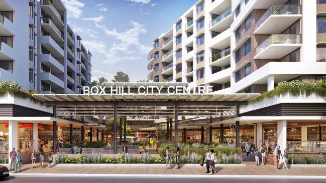 Artist impressions of the Box Hill City Centre residential and retail precinct by Toplace in Sydney's north west.