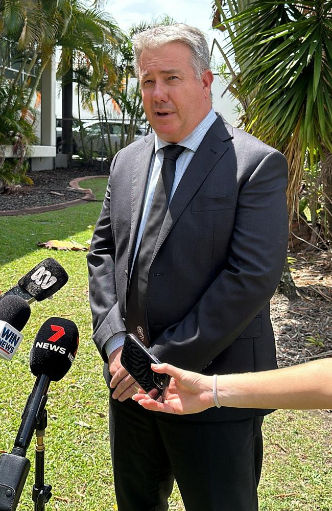 Detective Acting Senior Sergeant Chris Duhig addressing media on Thursday outside Maroochydore Police Station.