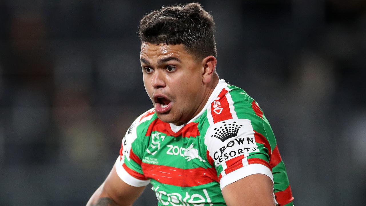 Rabbitoh's Latrell Mitchell during NRL match between the Parramatta Eels and South Sydney Rabbitohs at Bankwest Stadium. Picture. Phil Hillyard