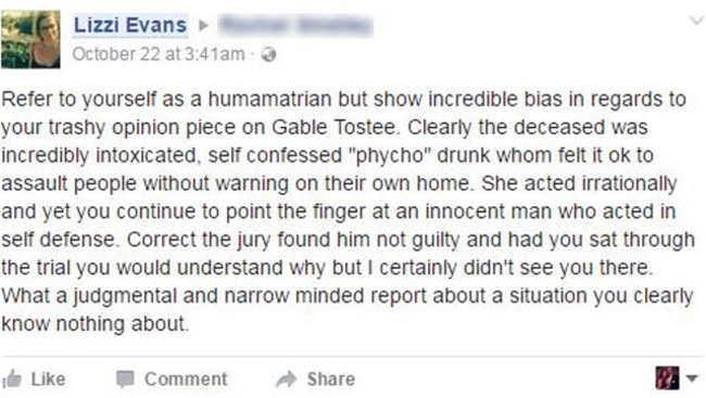 A message on Facebook to a journalist in New Zealand.