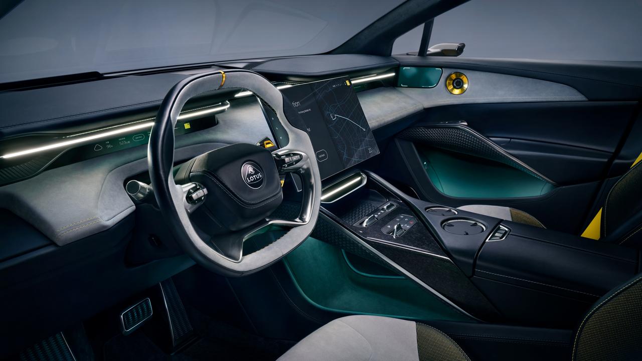 Luxury materials meet modern tech inside the new Lotus.