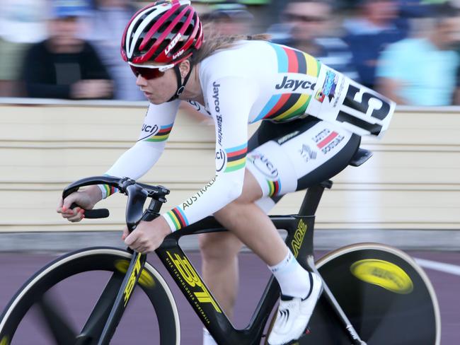 Amy Cure during the heat of the Devonport Wheel Race. Picture: CHRIS KIDD