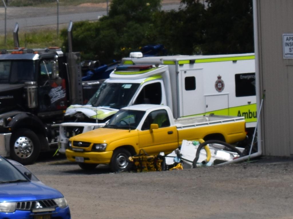 The damaged ambulance from the Stanwell crash.