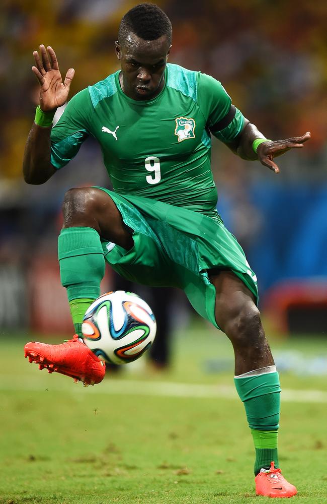 Cheick Tiote playing for Ivory Coast during the 2014 FIFA World Cup.