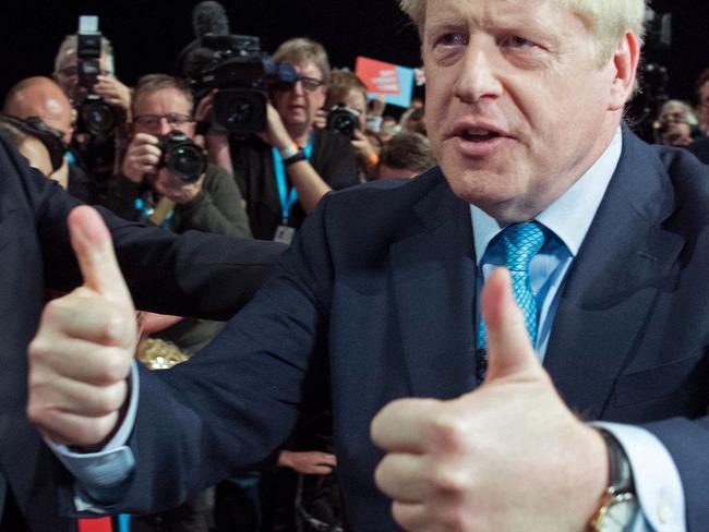 Britain's Prime Minister Boris Johnson leaves the annual Conservative Party conference in Manchester on October 2, 2019. Picture: Stefan Rousseau / POOL / AFP