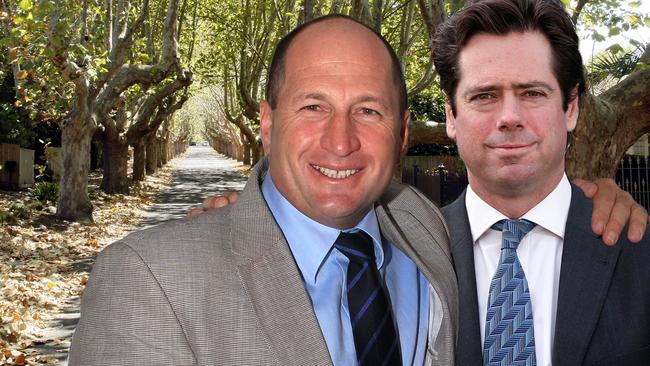 The rises of Craig Kelly and Gillon McLachlan — the two most powerful men in Australian rules football — have been inexorably linked. Picture: Digitally altered image.