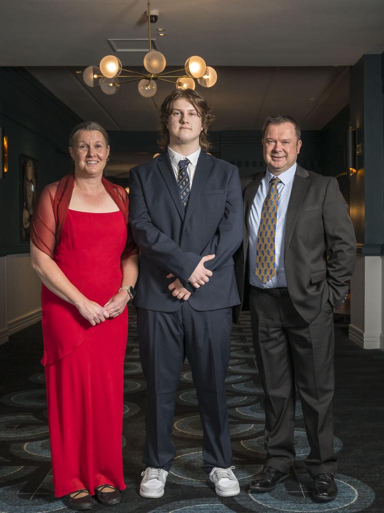 Kathryn Wall, Michael Wall and Aaron Wall - St Virgil's Leavers College 2024 at Wrest Point. Picture: Caroline Tan