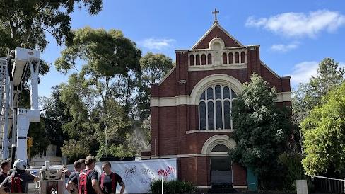 Firefighters arrived at an abandoned church on Park St, South Melbourne at 8.20am on Monday. Picture: Himangi Singh