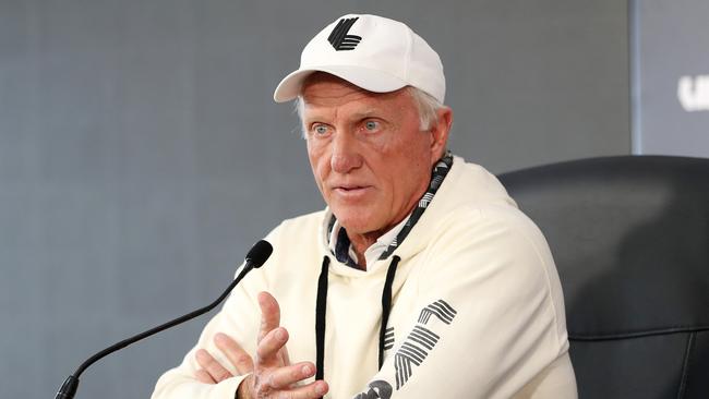 ADELAIDE, AUSTRALIA - APRIL 20: Greg Norman, commissioner of Liv ahead of Liv Golf Adelaide at The Grange Golf Club on April 20, 2023 in Adelaide, Australia. (Photo by Sarah Reed/Getty Images)