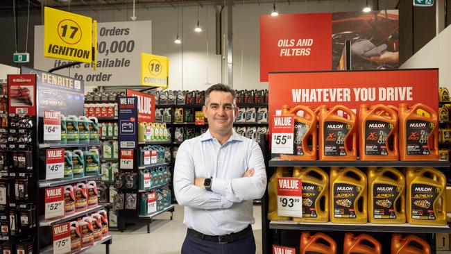 Super Retail Group CEO Anthony Heraghty in Supercheap Auto in Everton Park in Brisbane. Picture: Paul Harris