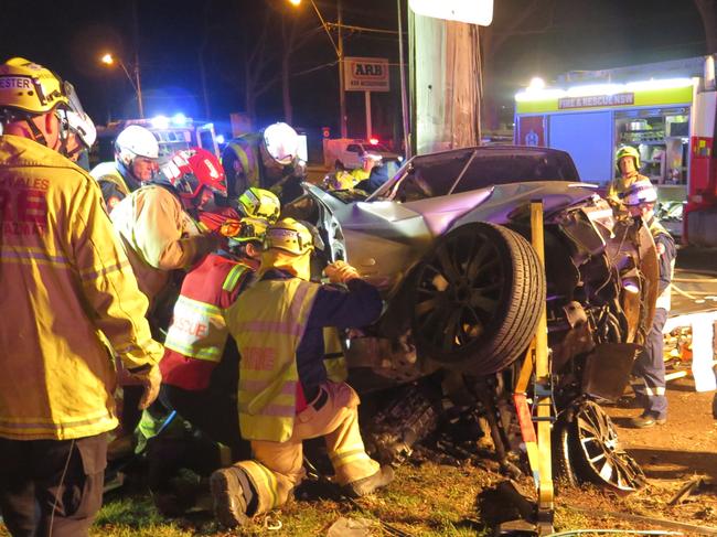 A serious single-vehicle crash in Moorebank/Chipping Norton on May 13. Two women were injured and taken to hospital.