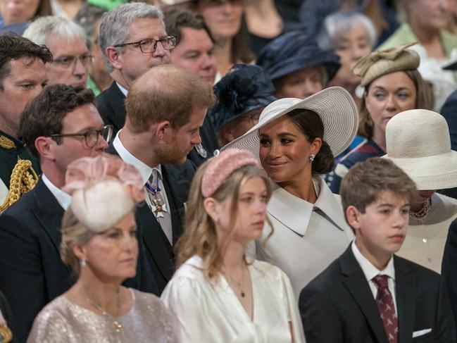 Harry and Meghan take their seats at St. Paul’s Cathedral. Picture: Arthur Edwards/WPA/Getty Images