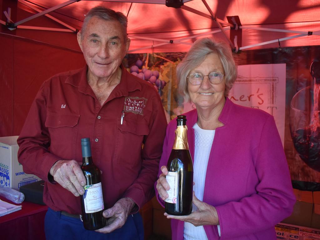 Ed Murray and Marianne Lethbridge from Vintners Secret Vineyard in Childers promote their wines at Relish Food and Wine Festival. Photo: Stuart Fast