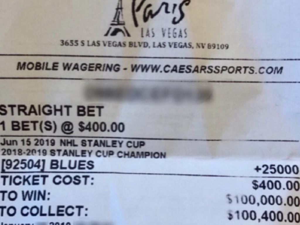 Blues Bettor Wins $100,000 on $400 Stanley Cup Wager