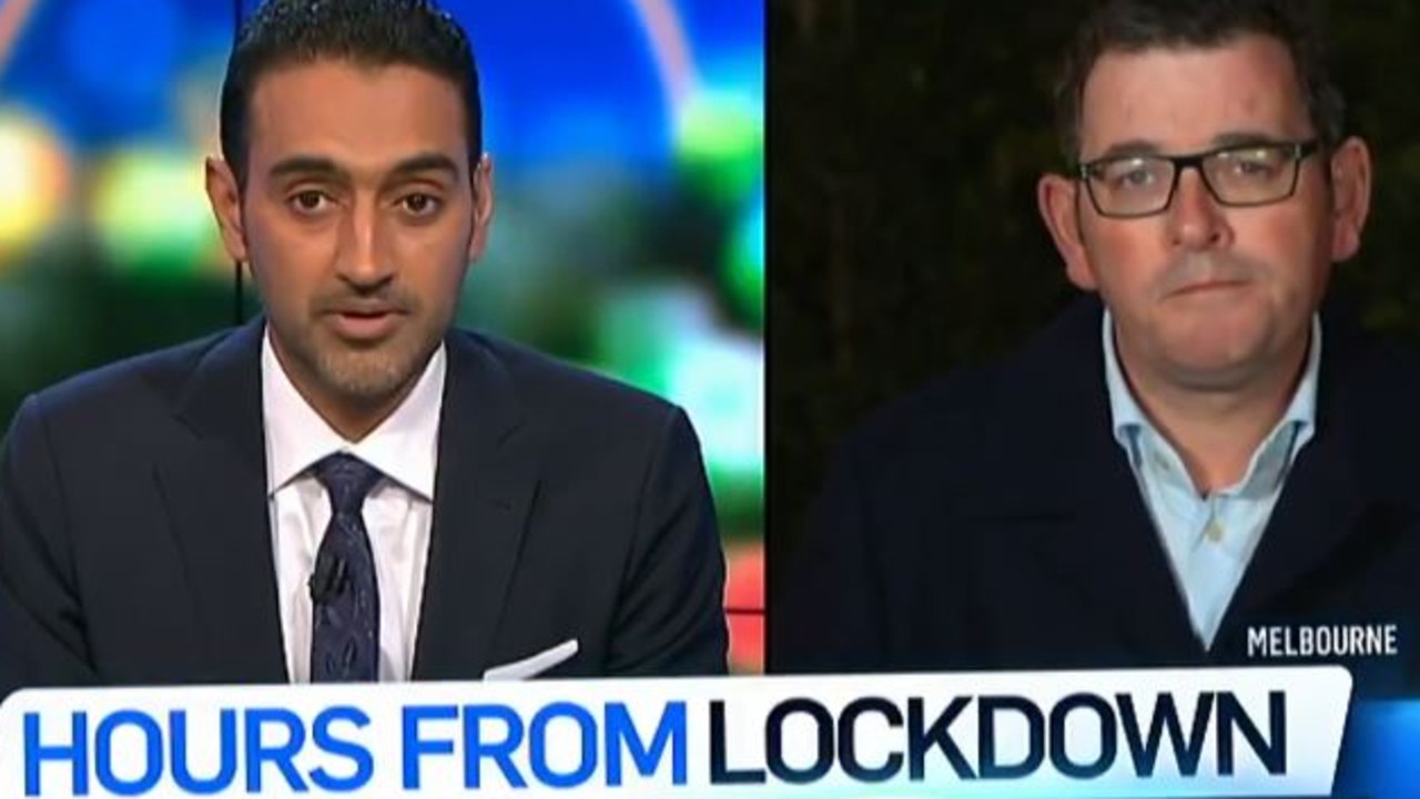 Waleed grilled Dan Andrews on The Project Wednesday night. Picture: Channel 10