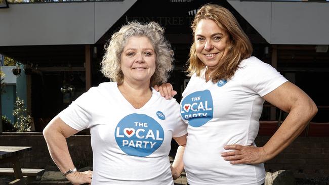 The Local Party founder and Senate candidate Leanne Minshull and the party’s candidate for Franklin, Anna Bateman, outside Ms Minshull’s Fern Tree Tavern. Picture: Zak Simmonds