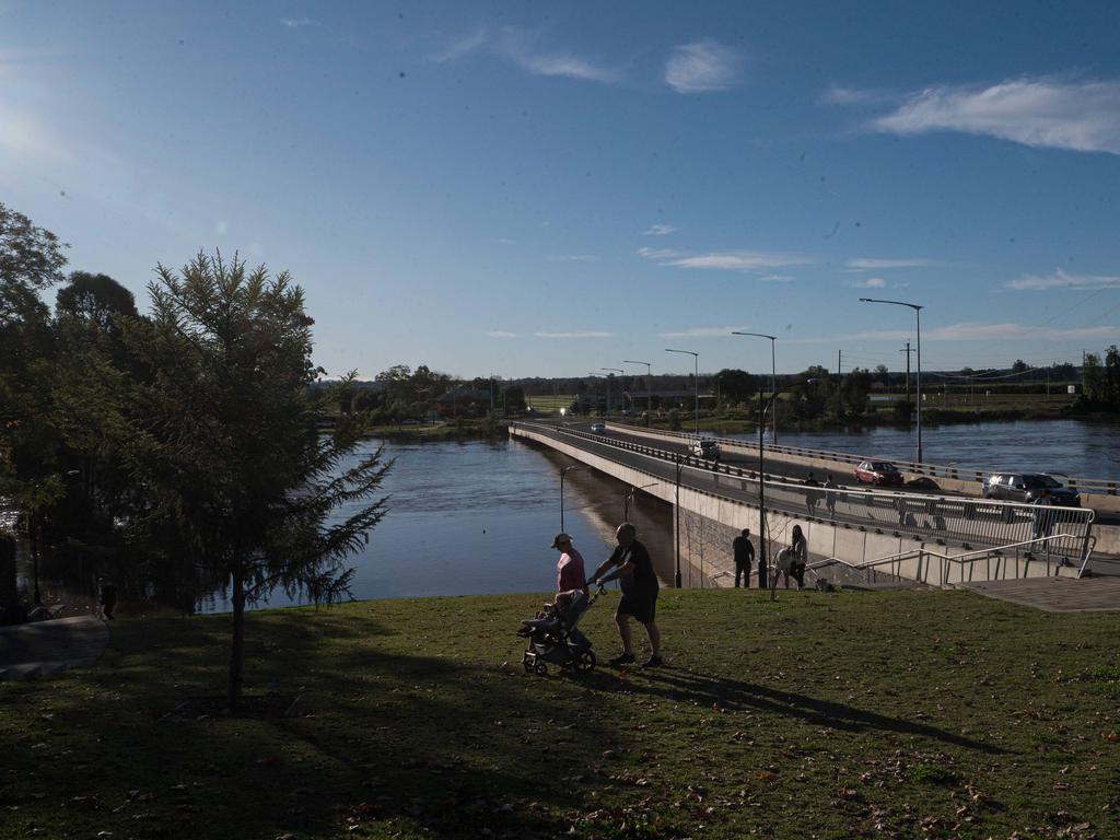 Roads are submerged under floodwater from the swollen Hawkesbury River, in Windsor Sydney. Picture: NewsWire / Flavio Brancaleone